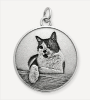 Example white brass cat pendant
